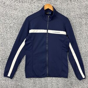 J.Lindeberg Jarvis Jacket Mens Large Blue White Golf Mid Layer Full Zip Stretch